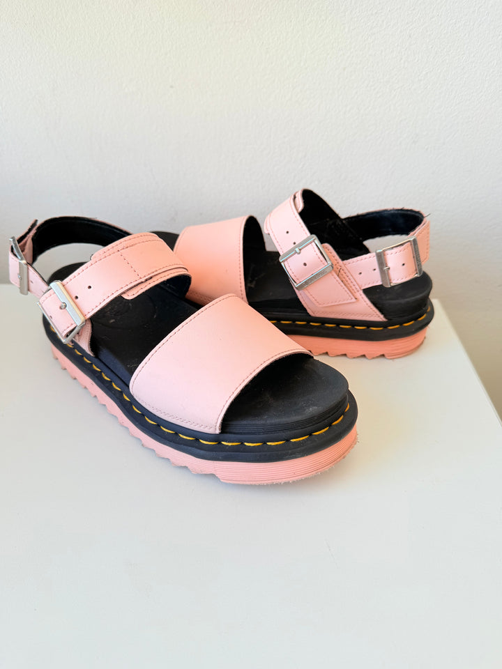 Doc Martens Voss Air Wear Hydro Leather Sandals In Pink Size 6