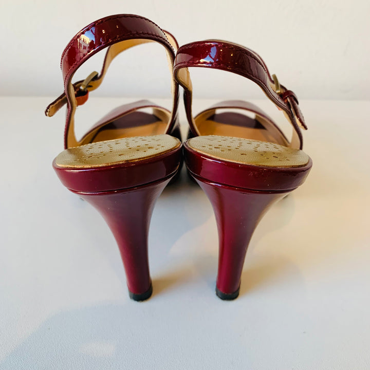 Cole Haan Nike Air Burgundy Patent Peep Toe Heels Size 8