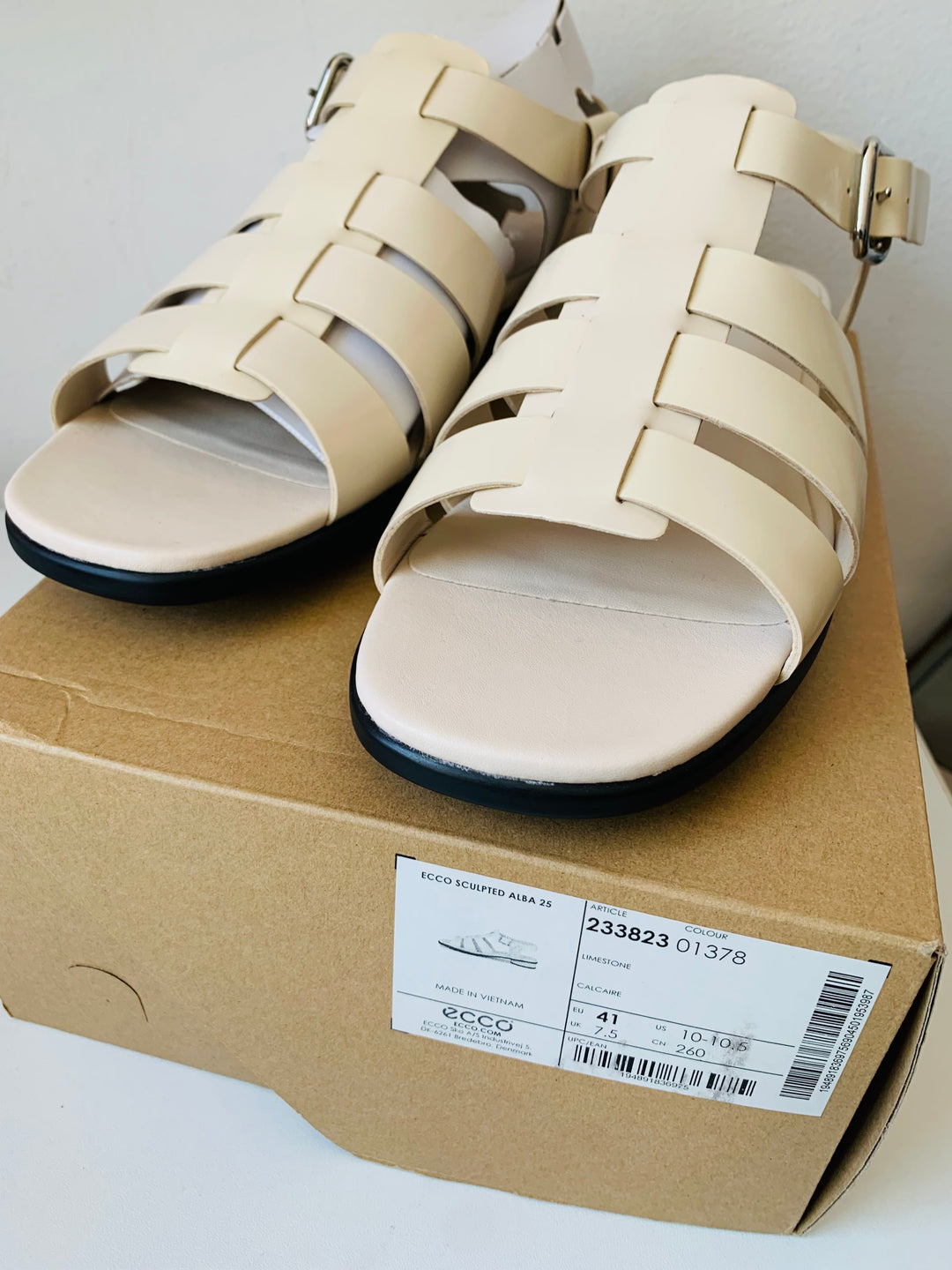 Ecco Sculpted Alba 25 Off White Sandal Size 41 (US 10-10.5) New In Box
