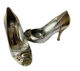 Guess by Marciano Silver/Gold Metallic Peep Toe Heels Size 8.5