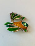 Anne Klein Beta/Goldfish Fish Brooch In Green & Gold