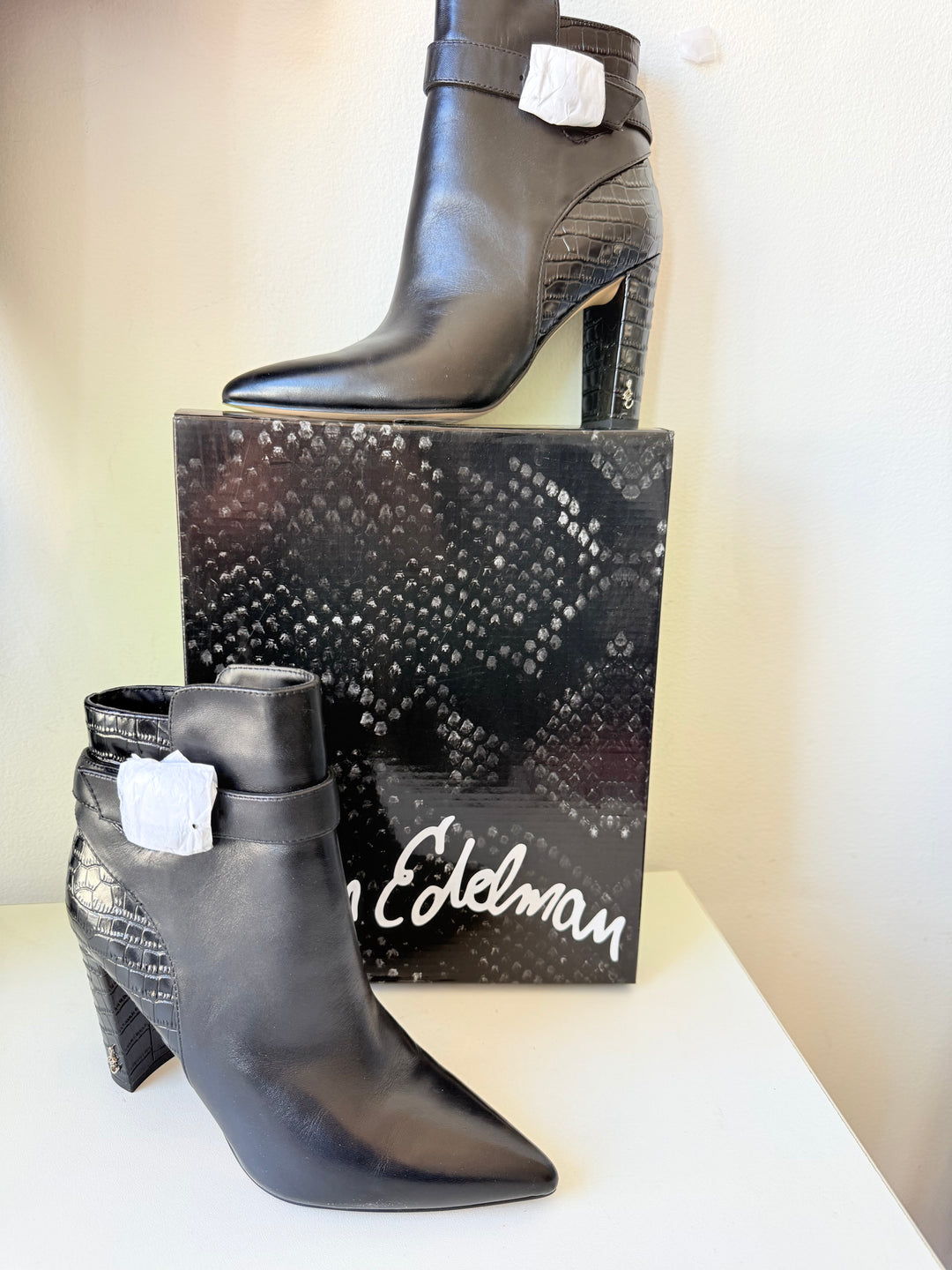 Sam Edelman Rita Black Leather Pointed Toe Bootie Size 6.5 New