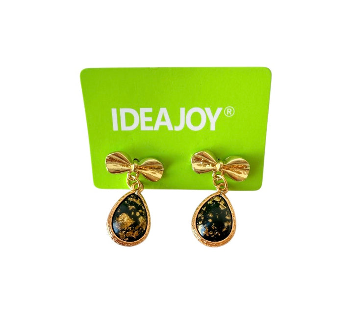 Ideajoy Black and Gold Piereced Earrings