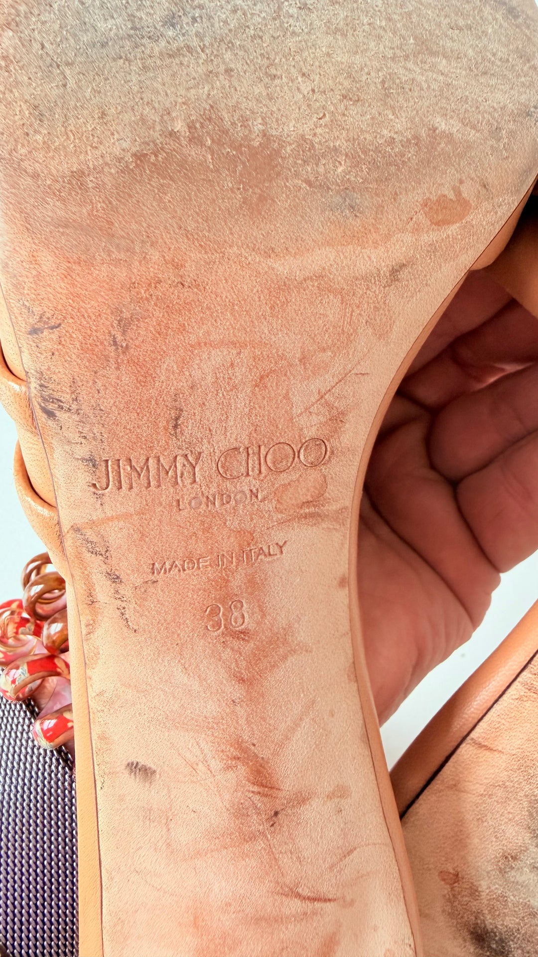 Jimmy Choo Basil 75 In Carmel  Leather Mules Size 38