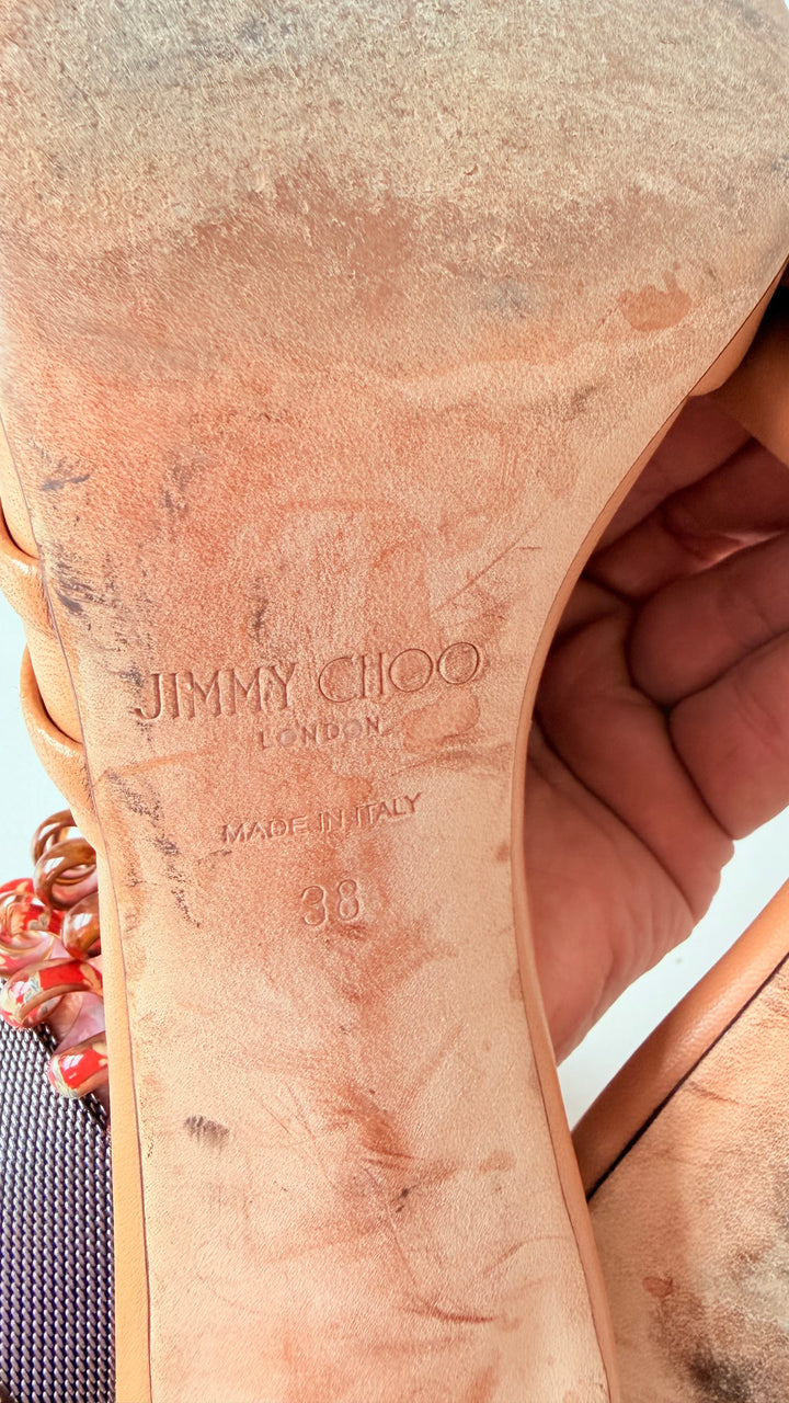 Jimmy Choo Basil 75 In Carmel  Leather Mules Size 38