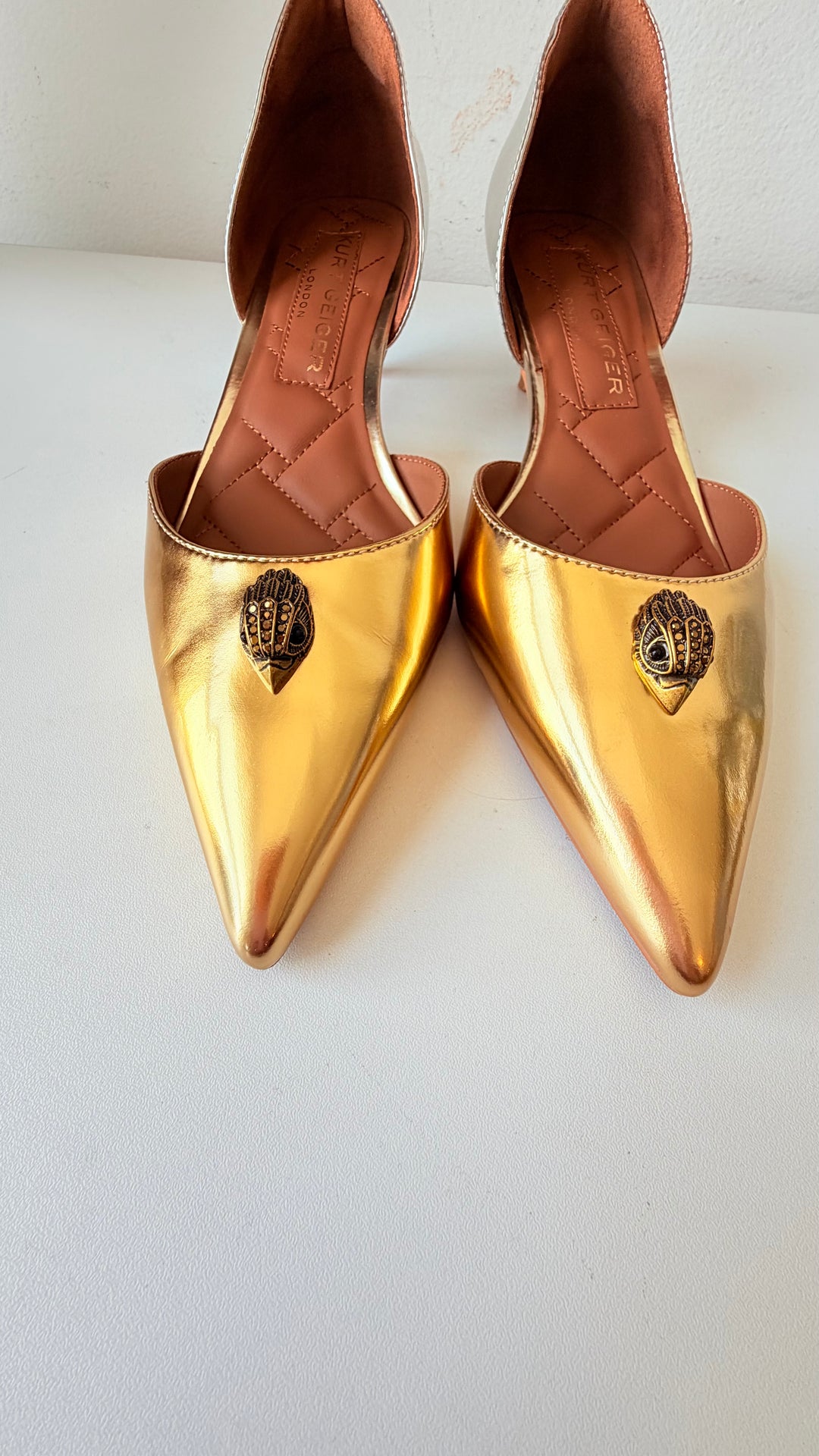 Kurt Geiger London Belgravia d’Orsay Pumps In Mettalic Gold/Silver Size 38.5