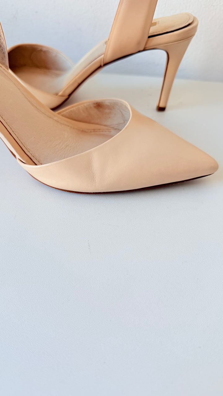 Louis Et Cie Kota Cream Ankle Strap Pointed Toe Leather Pumps Size 38