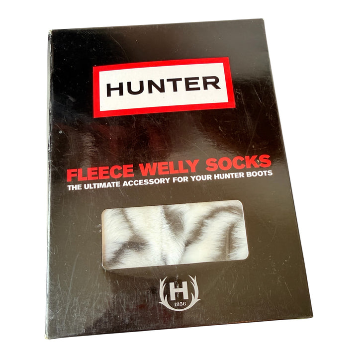 Hunter Fleece White Tiger Cuff Welly Socks New In Box Fits Women’s Size 8-10