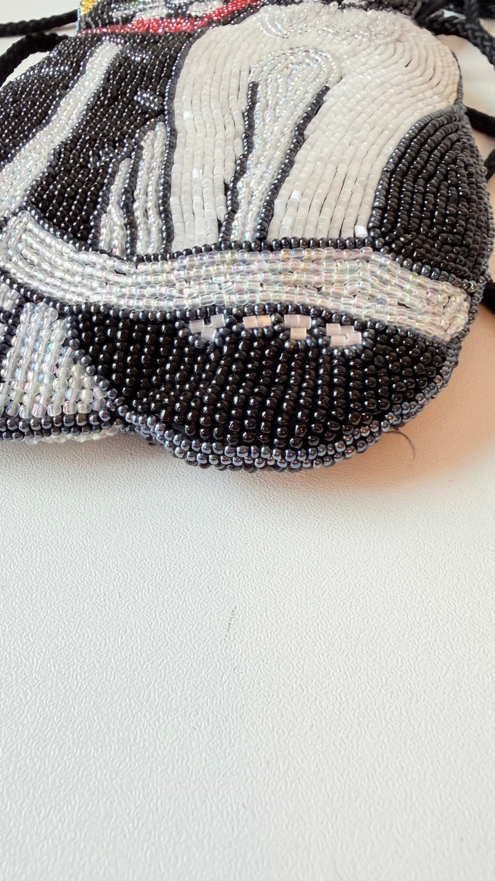 Vintage Lee Sands Hand Beaded Dual Cat Crossbody Handbag