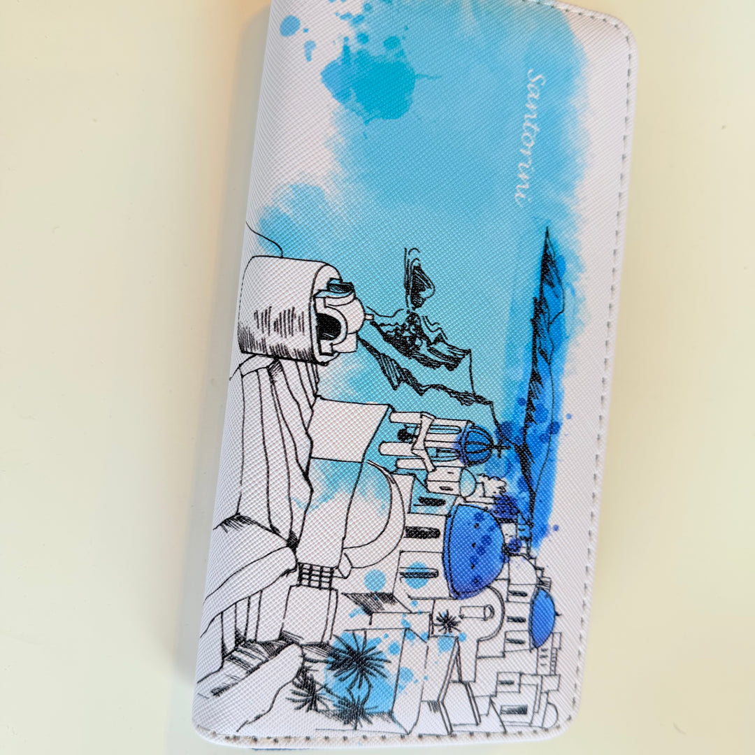 Anushka Hand Painted Santorini Leather Wallet