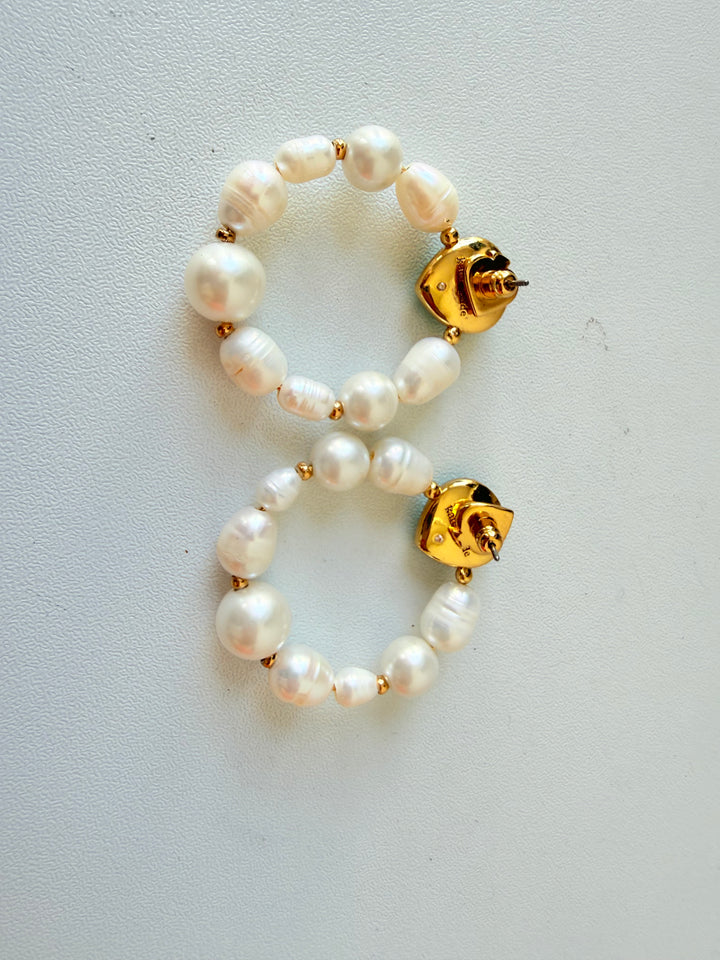 Kate Spade Semi Precious Faux Pearl Door Knocker Earrings In Green