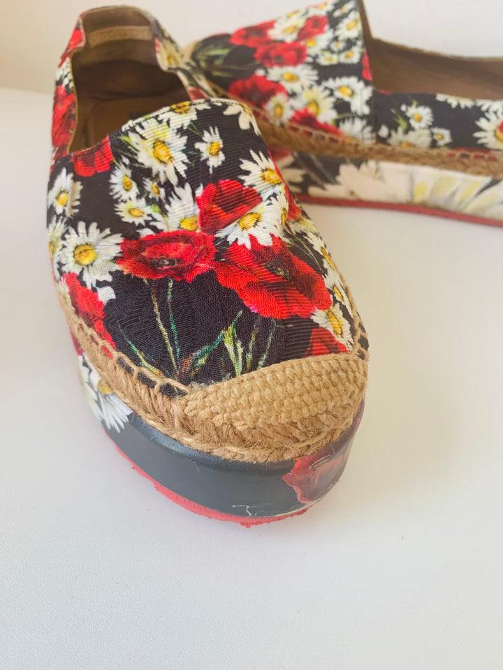 Dolce & Gabbana Floral Platform Espadrille Size 35