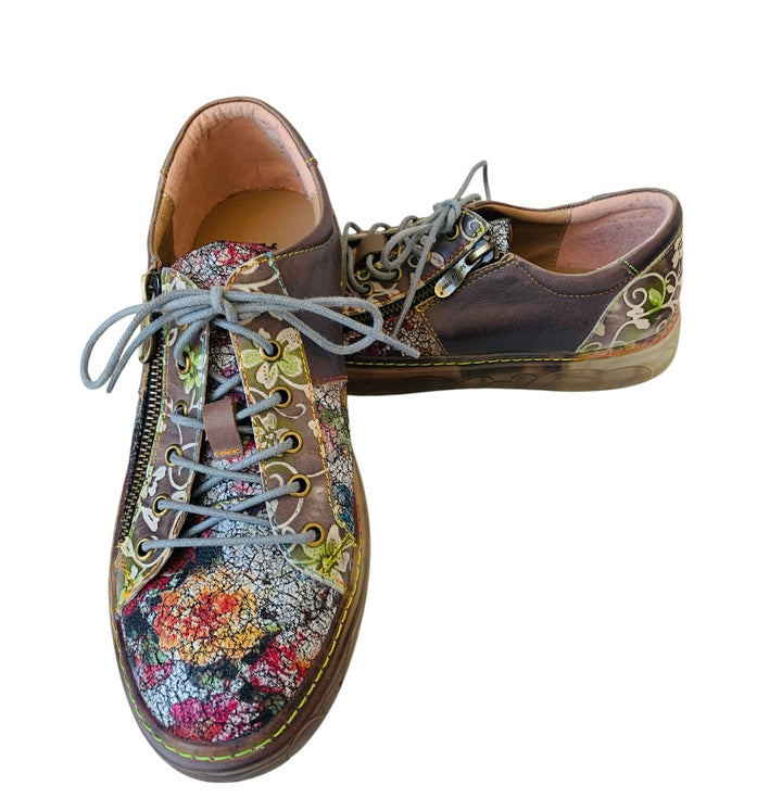 L’Artiste Spring Step Danli Delite Leather Floral Sneaker Size 40 (US 9.5-10)