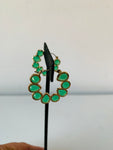 Green Stone Hoop Pierced Earrings