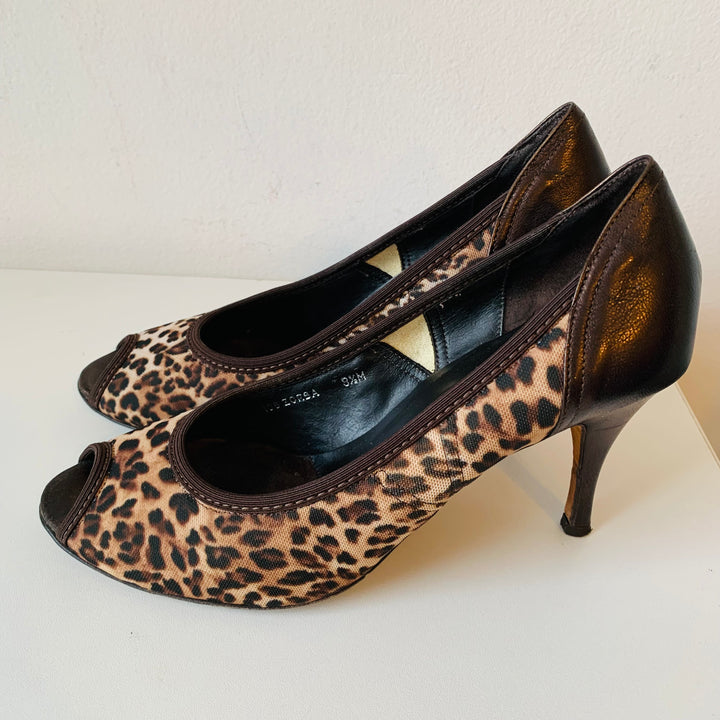 Donald Pliner Couture Peep Toe Cheetah Pumps In Brown Size 8.5