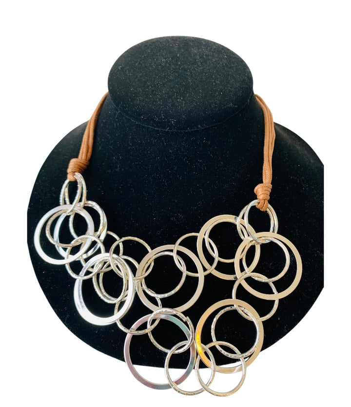 Ring Silver Tone Statement Necklace