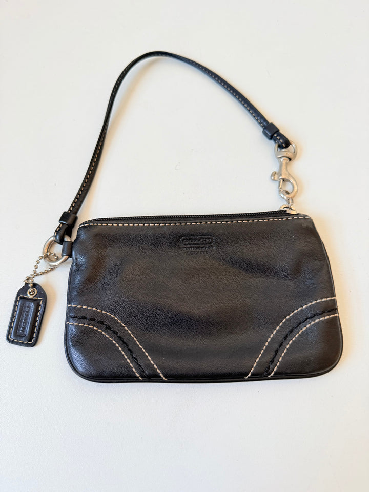 Coach Small Black Leather Wristlet