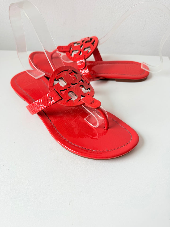 Tory Burch Miller Patent Sandal In Red Size 8.5