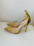 JFS Gold Rivet Embellished Leatherette Stiletto Pump Size 8