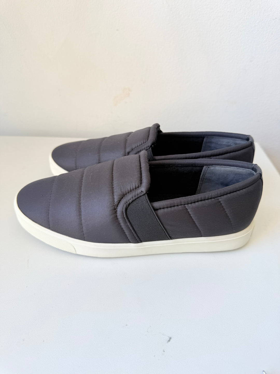 Vince Blair Black Quilted Slip On Sneakers Size 7