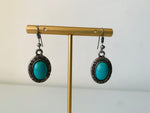 Faux Turquoise Drop Earrings In Silver Tone