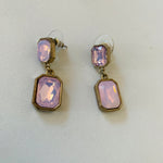 Pink Crystal Drop Pierced Earrings