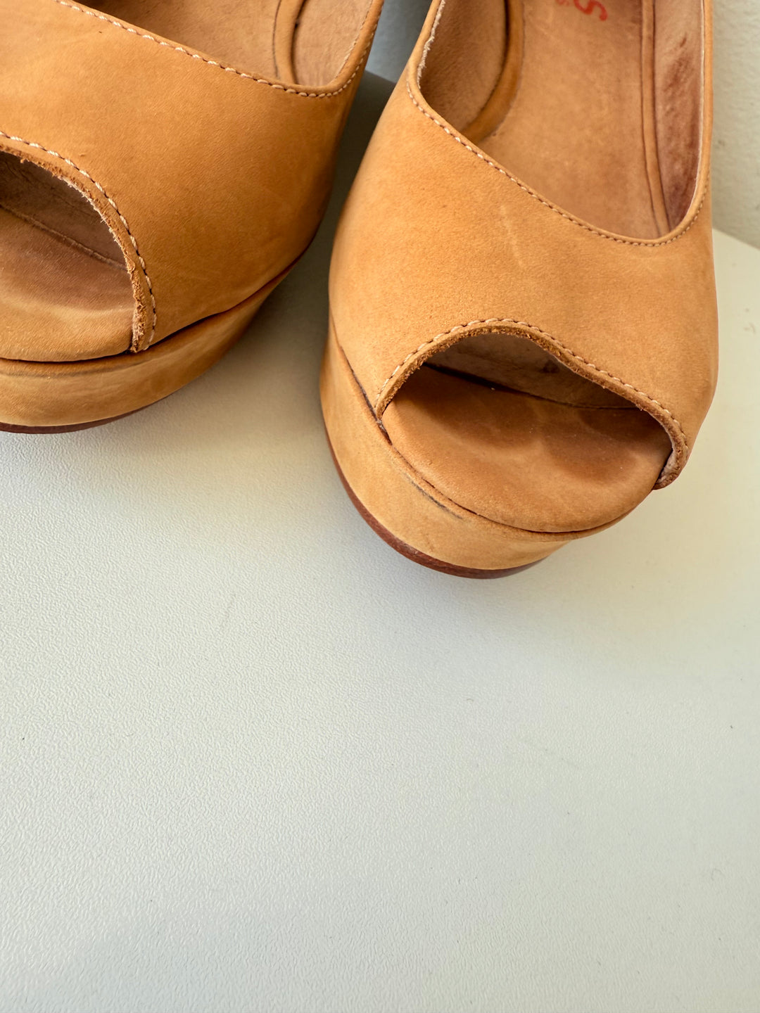 Michael Kors Brown Peep Toe Wedges Size 7.5