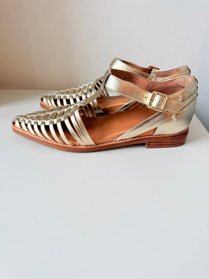 Bared Honeyguide Gold Mettalic Leather Size 40