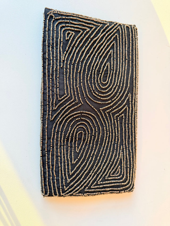 Akira Black Beaded Clutch