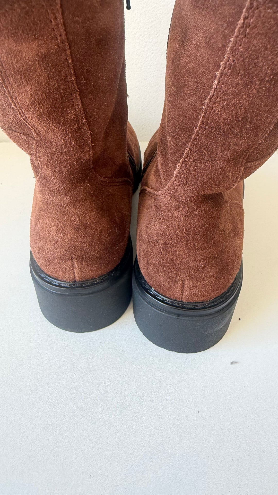 Ara Deon Mocha Suede Leather Dover Zip Combat Ankle Bootie High Soft Uk Size 6.5 (US size 8.5-9)