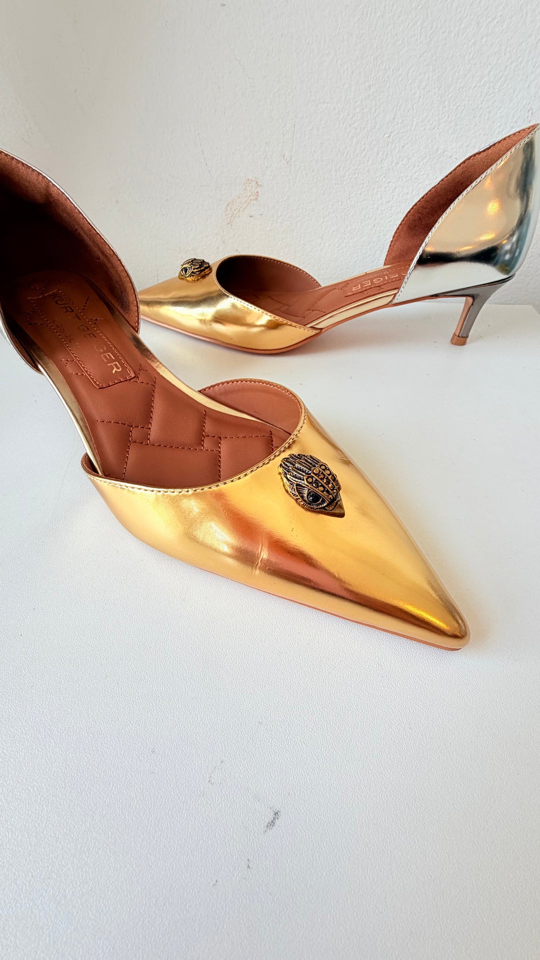 Kurt Geiger London Belgravia d’Orsay Pumps In Mettalic Gold/Silver Size 38.5