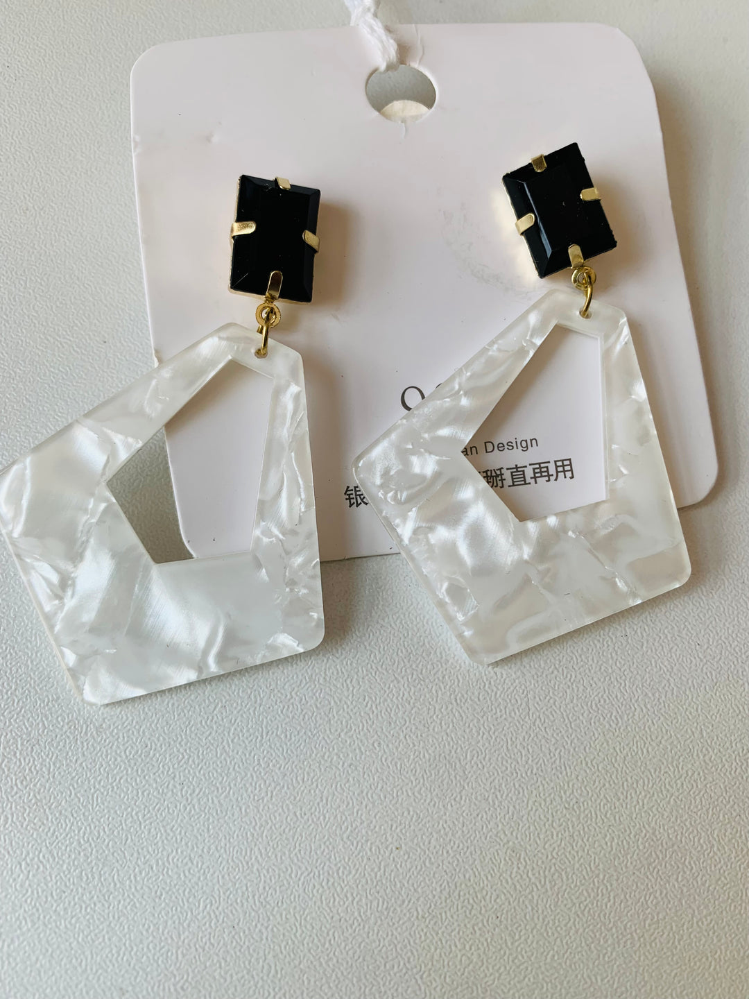 White & Black Statement Earrings
