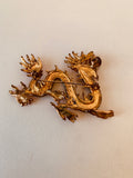 Deco Vintage Dragon Rhinestone and Pearl Brooch