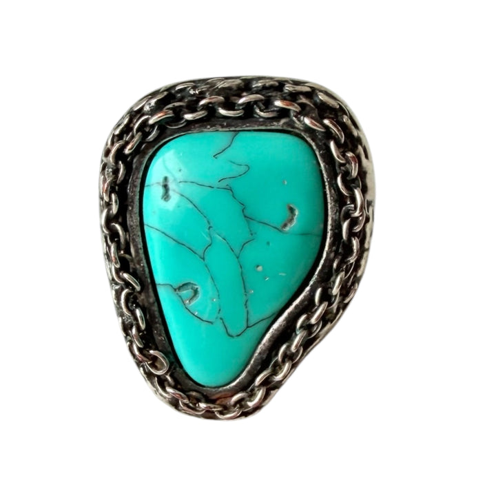 Turquoise/Sterling Statement Ring Size 8
