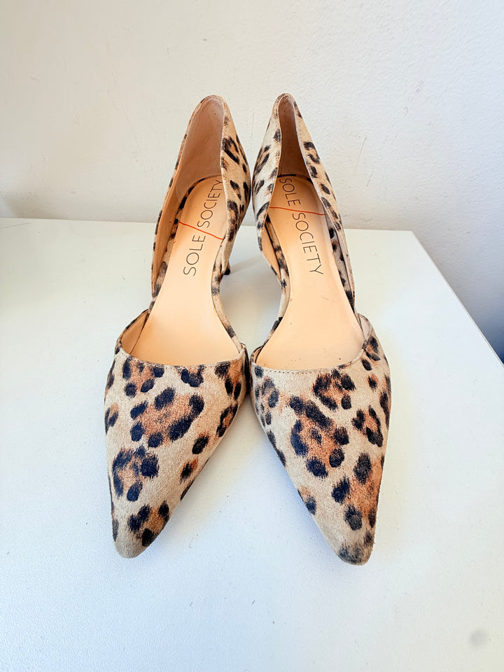 Sole Society Leopard Print D’ Orsay Kitten Heel Pumps Size 9