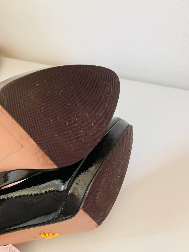 Prada Black Leather Pumps Size 38