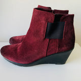 Naturalizer Laila Bordo Burgundy Suede Wedge Boot Size 10