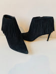 Sam Edelman Black Suede Kandice Fringe Booties Size 8