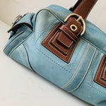 Coach Authentic Blue/Brown Leather SOHO Handbag C063-10036