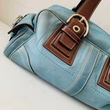 Coach Authentic Blue/Brown Leather SOHO Handbag C063-10036