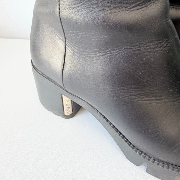 Coach Chrissy Black Smooth Leather Boots Size 9