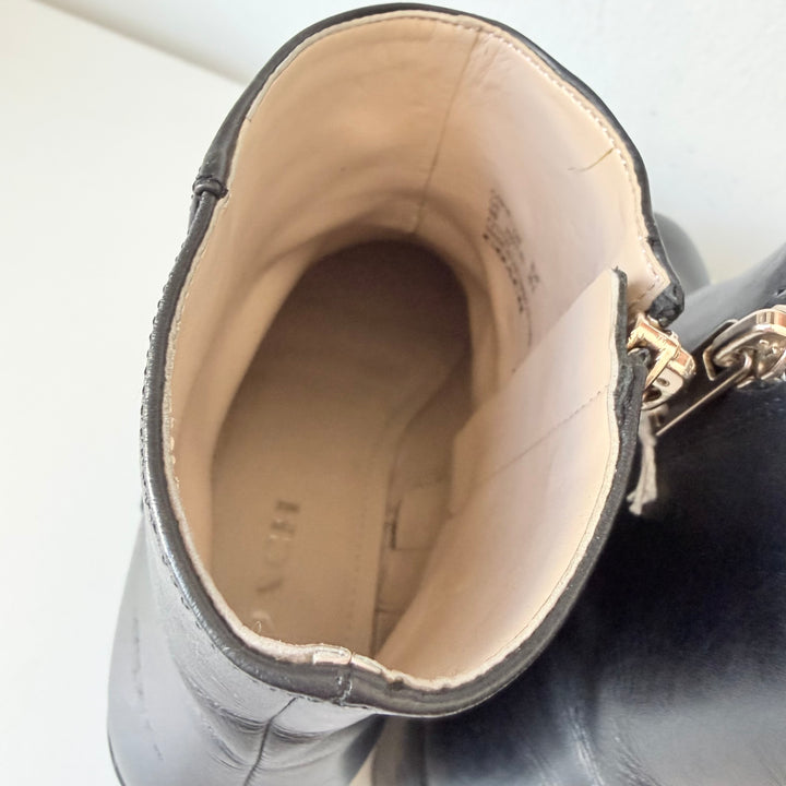 Coach Chrissy Black Smooth Leather Boots Size 9