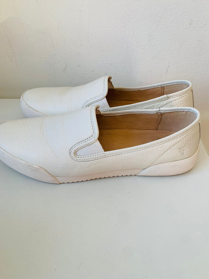Frye White Leather Slip On Sneakers Size 8