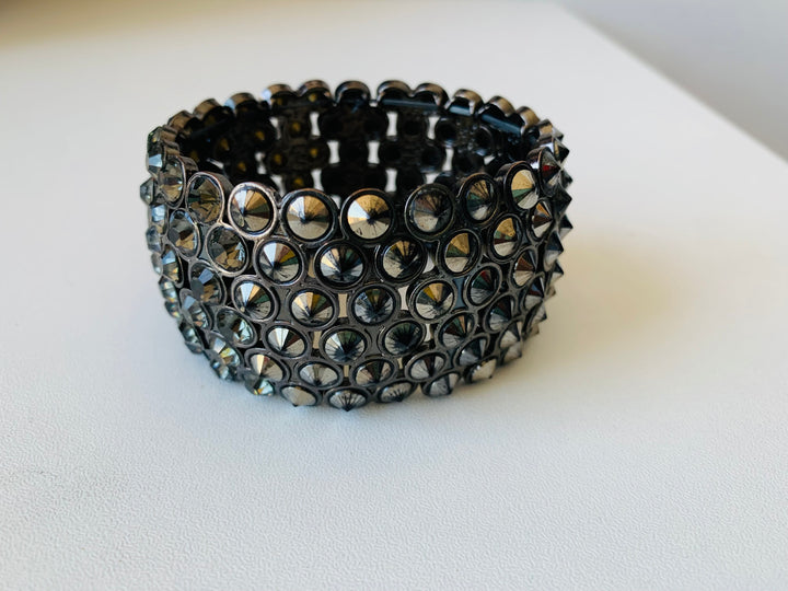 Pewter Rhinestone Stretch Bracelet