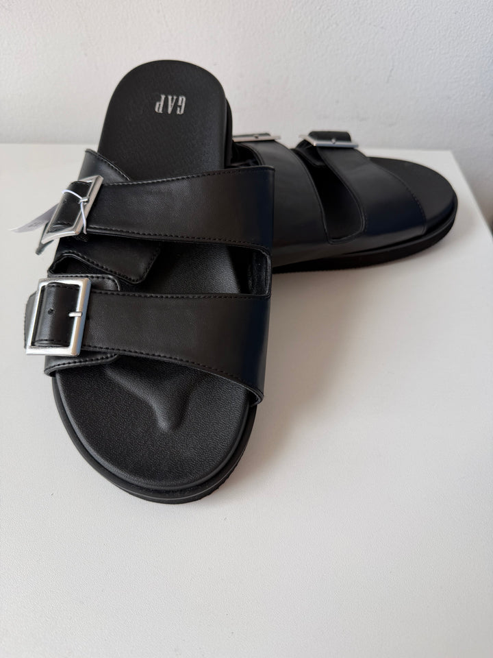Gap Vegan Leather Double Strap Sandals in Black Size 9, NWT