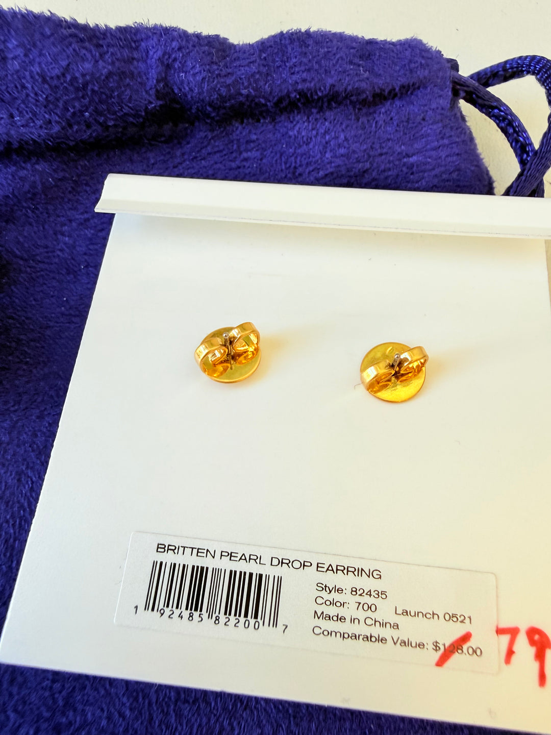 Tory Burch Britten Pearl Drop Pierced Earrings