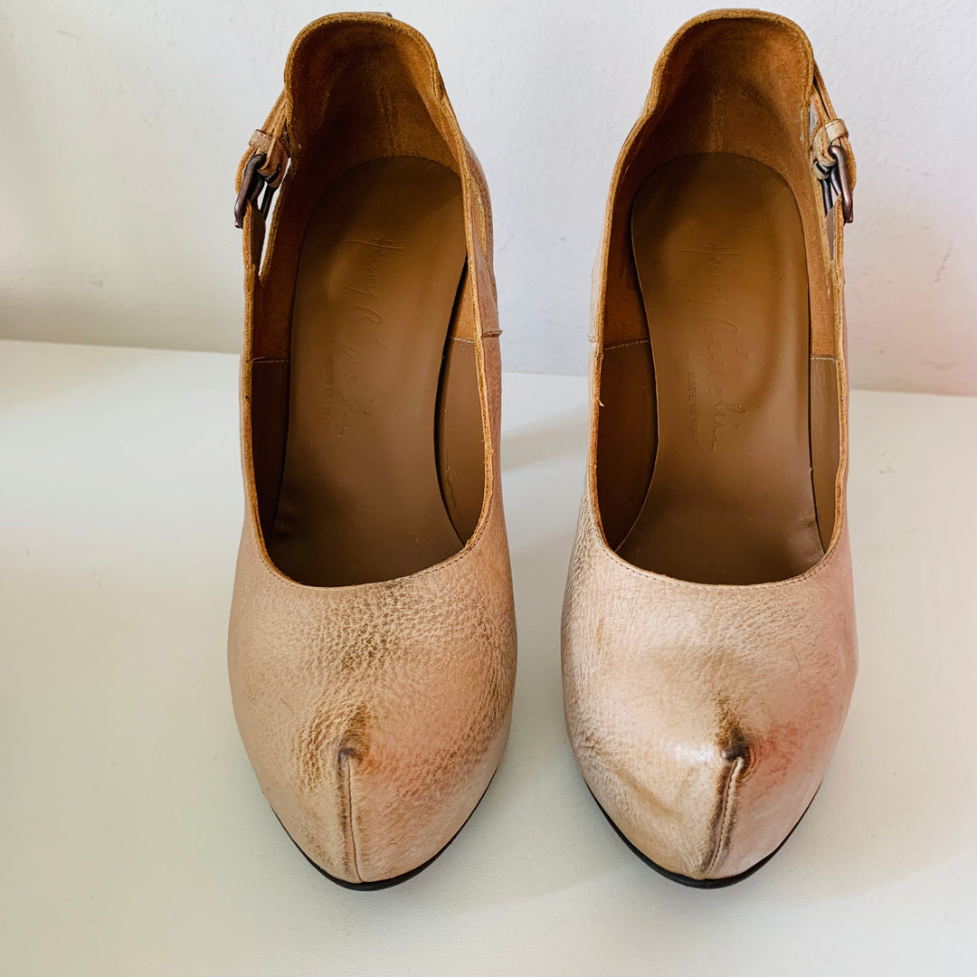 Henry Beguelin Distressed Dune Reema Leather Pump Size 37.5