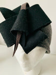 Handmade Wool Hat in Grey Black and Brown