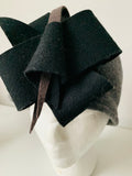 Handmade Wool Hat in Grey Black and Brown