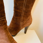 Guess Brown Suede Knee High Heeled Boots Size 8